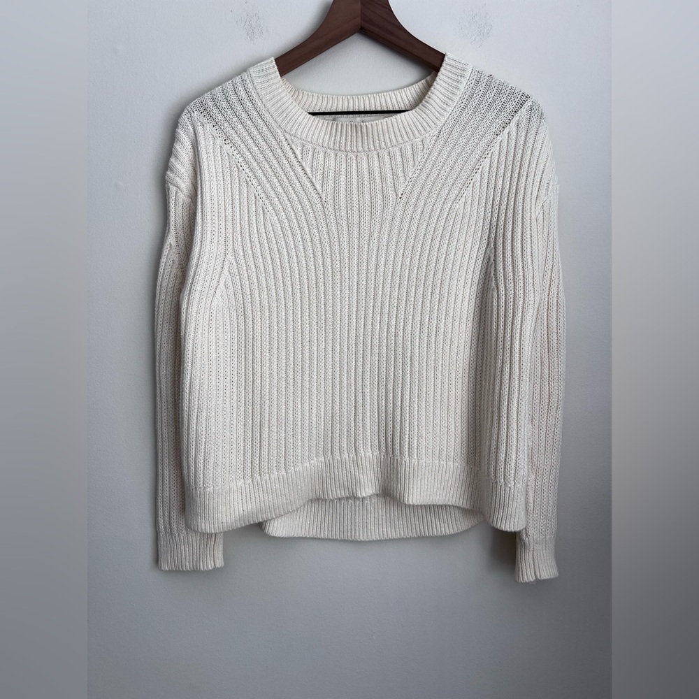 Entireworld Organic Cotton CrewNeck cream ribbed Sweater oversized S